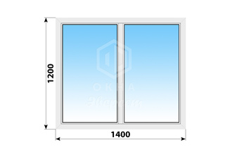 Двухстворчатое пластиковое окно 1400x1200 Г-Г