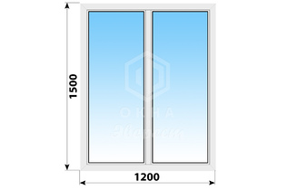 Двухстворчатое пластиковое окно 1200x1500 Г-Г